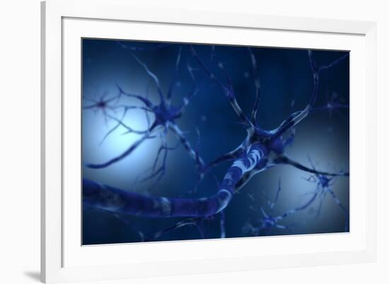 Conceptual Image of Neuron-null-Framed Art Print