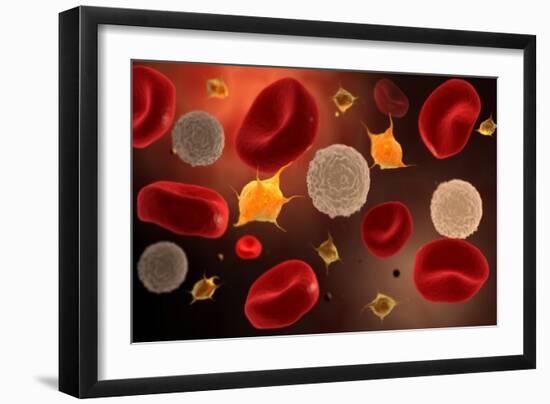 Conceptual Image of Platelets with Red Blood Cells-null-Framed Art Print