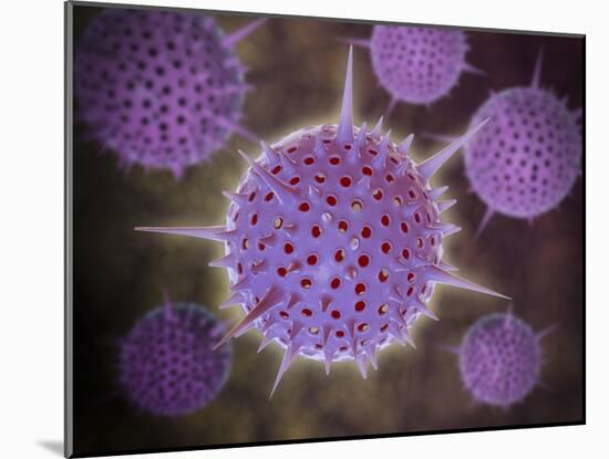 Conceptual Image of Radiolarians with a Skeletal Frame-null-Mounted Art Print