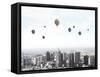 Conceptual Image with Colorful Balloons Flying High in Sky-Sergey Nivens-Framed Stretched Canvas