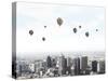 Conceptual Image with Colorful Balloons Flying High in Sky-Sergey Nivens-Stretched Canvas