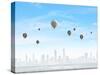 Conceptual Image with Colorful Balloons Flying High in Sky-Sergey Nivens-Stretched Canvas