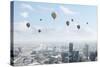 Conceptual Image with Colorful Balloons Flying High in Sky-Sergey Nivens-Stretched Canvas