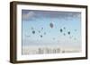 Conceptual Image with Colorful Balloons Flying High in Sky-Sergey Nivens-Framed Photographic Print