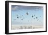 Conceptual Image with Colorful Balloons Flying High in Sky-Sergey Nivens-Framed Photographic Print