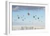 Conceptual Image with Colorful Balloons Flying High in Sky-Sergey Nivens-Framed Photographic Print