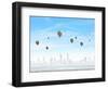 Conceptual Image with Colorful Balloons Flying High in Sky-Sergey Nivens-Framed Photographic Print