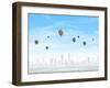 Conceptual Image with Colorful Balloons Flying High in Sky-Sergey Nivens-Framed Photographic Print