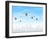 Conceptual Image with Colorful Balloons Flying High in Sky-Sergey Nivens-Framed Photographic Print