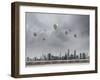 Conceptual Image with Colorful Balloons Flying High in Sky-Sergey Nivens-Framed Photographic Print