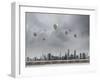 Conceptual Image with Colorful Balloons Flying High in Sky-Sergey Nivens-Framed Photographic Print