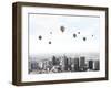 Conceptual Image with Colorful Balloons Flying High in Sky-Sergey Nivens-Framed Photographic Print