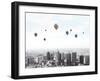 Conceptual Image with Colorful Balloons Flying High in Sky-Sergey Nivens-Framed Photographic Print