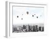 Conceptual Image with Colorful Balloons Flying High in Sky-Sergey Nivens-Framed Photographic Print