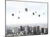 Conceptual Image with Colorful Balloons Flying High in Sky-Sergey Nivens-Mounted Photographic Print