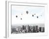 Conceptual Image with Colorful Balloons Flying High in Sky-Sergey Nivens-Framed Photographic Print