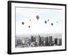 Conceptual Image with Colorful Balloons Flying High in Sky-Sergey Nivens-Framed Photographic Print