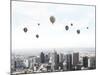 Conceptual Image with Colorful Balloons Flying High in Sky-Sergey Nivens-Mounted Photographic Print