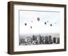 Conceptual Image with Colorful Balloons Flying High in Sky-Sergey Nivens-Framed Photographic Print