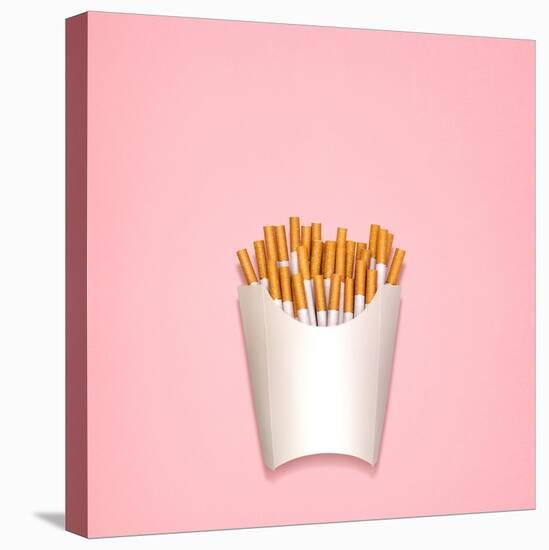 Conceptual Still Life of Cigarettes, Packed as Fried Potatoes in a Paper Box-Fisher Photostudio-Stretched Canvas