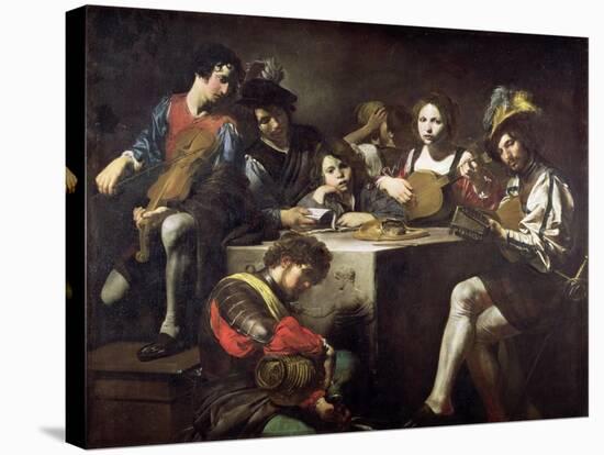 Concert Around the Bas-Relief-Valentin de Boulogne-Stretched Canvas