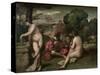 Concert Champetre, Open-Air Concert, Formerly Attributed to Giorgione, C. 1510-Titian (Tiziano Vecelli)-Stretched Canvas