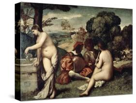 Concert Champetre, (The Pastoral Concert), C1510-1511-Titian (Tiziano Vecelli)-Stretched Canvas