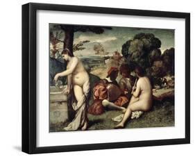 Concert Champetre, (The Pastoral Concert), C1510-1511-Titian (Tiziano Vecelli)-Framed Giclee Print