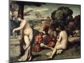 Concert Champetre, (The Pastoral Concert), C1510-1511-Titian (Tiziano Vecelli)-Mounted Giclee Print