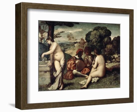 Concert Champetre, (The Pastoral Concert), C1510-1511-Titian (Tiziano Vecelli)-Framed Giclee Print