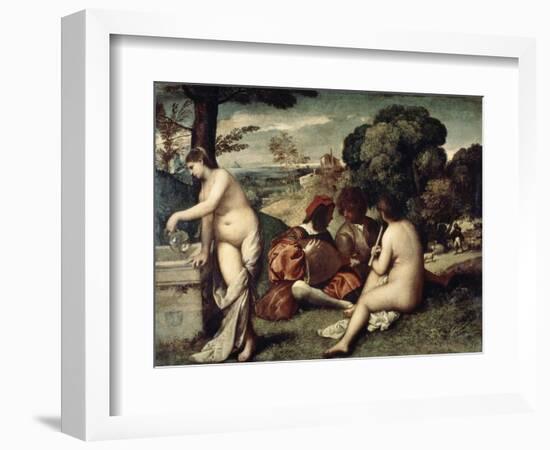 Concert Champetre, (The Pastoral Concert), C1510-1511-Titian (Tiziano Vecelli)-Framed Giclee Print