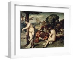 Concert Champetre, (The Pastoral Concert), C1510-1511-Titian (Tiziano Vecelli)-Framed Giclee Print