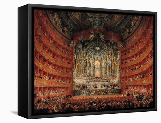 Concert Given by Cardinal de La Rochefoucauld at the Argentina Theatre in Rome-Giovanni Paolo Pannini-Framed Stretched Canvas