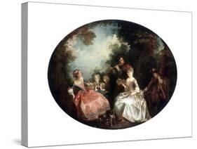 Concert in a Park, 18th Century-Nicolas Lancret-Stretched Canvas