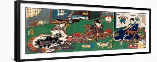 Concert of Three Instruments, from the Series Genji in Modern Style-Kunichika toyohara-Framed Premium Giclee Print