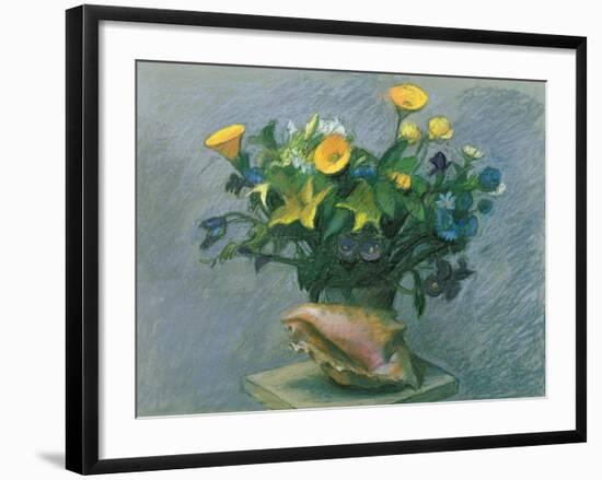 Conch & Flowers, 1989-Hans Feibusch-Framed Giclee Print