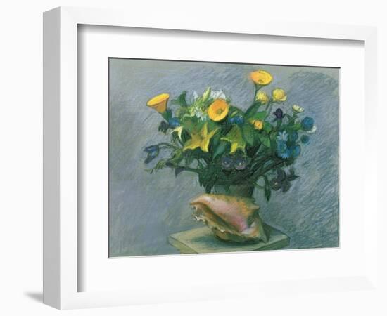 Conch & Flowers, 1989-Hans Feibusch-Framed Giclee Print