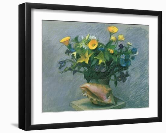 Conch & Flowers, 1989-Hans Feibusch-Framed Giclee Print