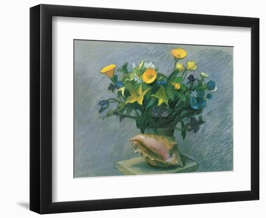 Conch & Flowers, 1989-Hans Feibusch-Framed Premium Giclee Print