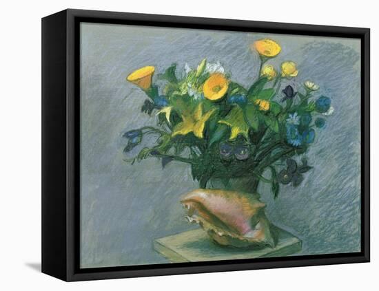 Conch & Flowers, 1989-Hans Feibusch-Framed Stretched Canvas