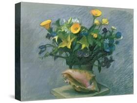 Conch & Flowers, 1989-Hans Feibusch-Stretched Canvas