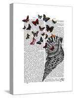 Conch Shell and Butterflies-Fab Funky-Stretched Canvas