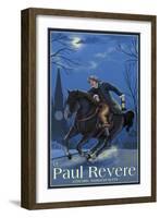 Concord, Massachusetts - Paul Revere at NIght-Lantern Press-Framed Art Print