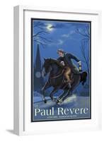 Concord, Massachusetts - Paul Revere at NIght-Lantern Press-Framed Art Print