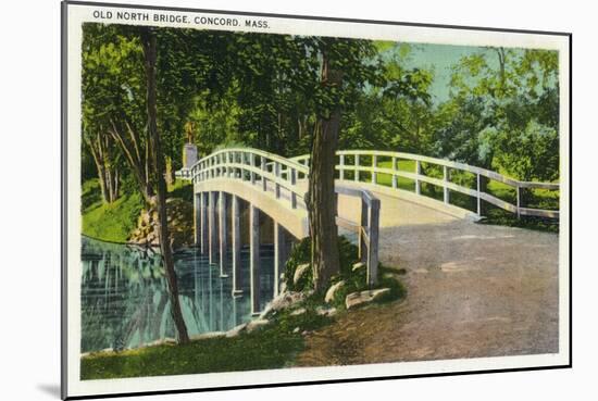 Concord, Massachusetts - View of Old North Bridge-Lantern Press-Mounted Art Print