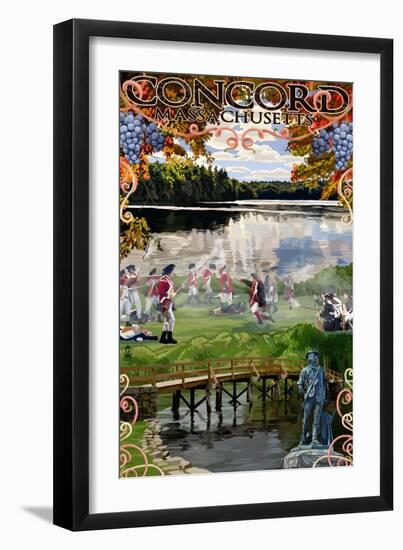 Concord, Massachusetts Views-Lantern Press-Framed Art Print