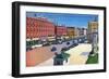 Concord, New Hampshire, Southern View Down Main Street, Capitol Plaza-Lantern Press-Framed Art Print