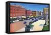 Concord, New Hampshire, Southern View Down Main Street, Capitol Plaza-Lantern Press-Framed Stretched Canvas