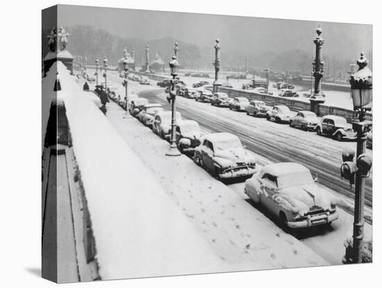 Concorde Square under the Snow in Paris-null-Stretched Canvas