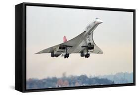 Concorde Supersonic Airliner Landing at Airport-null-Framed Stretched Canvas